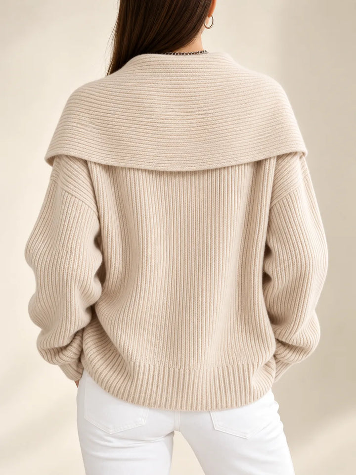 Nerissa | Oversized Collar Zip Cardigan