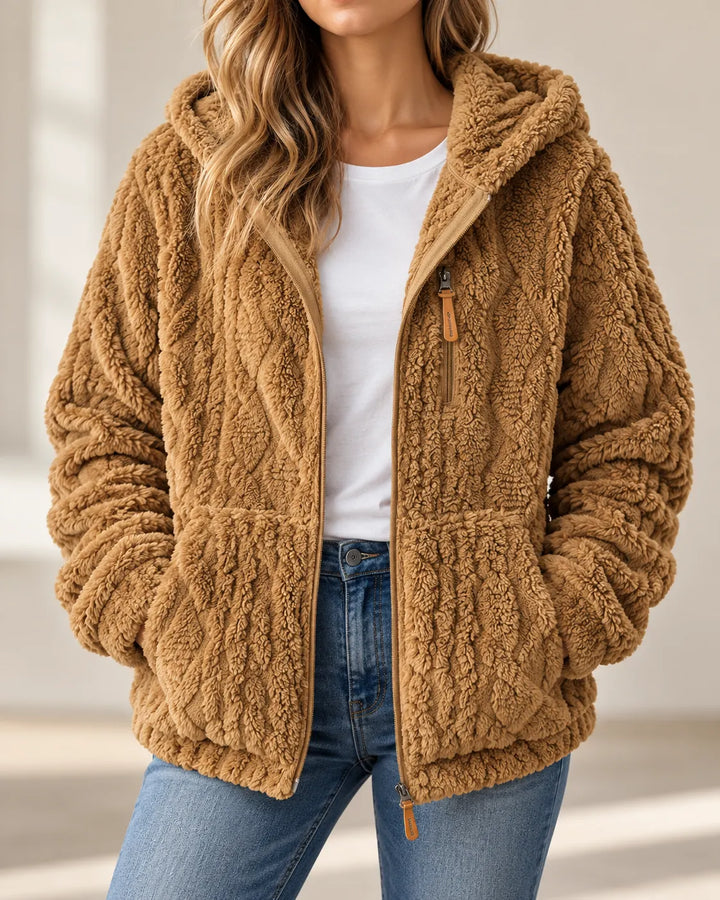 Eliza | Textured Hooded Zip-Up Jacket