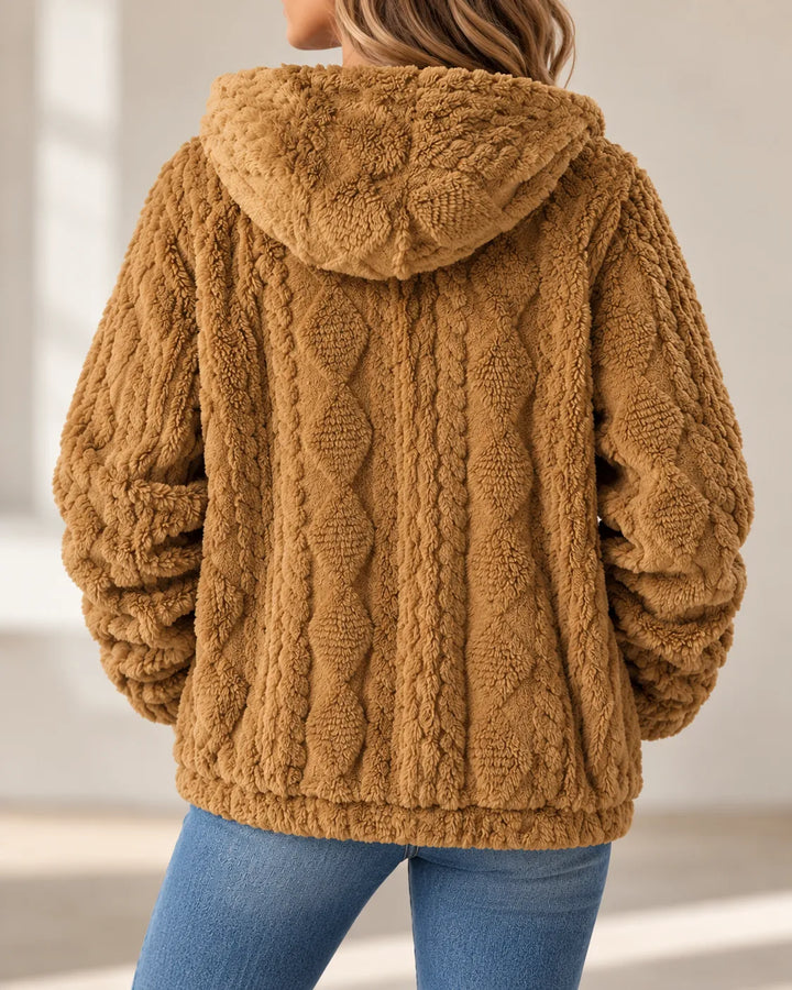 Eliza | Textured Hooded Zip-Up Jacket