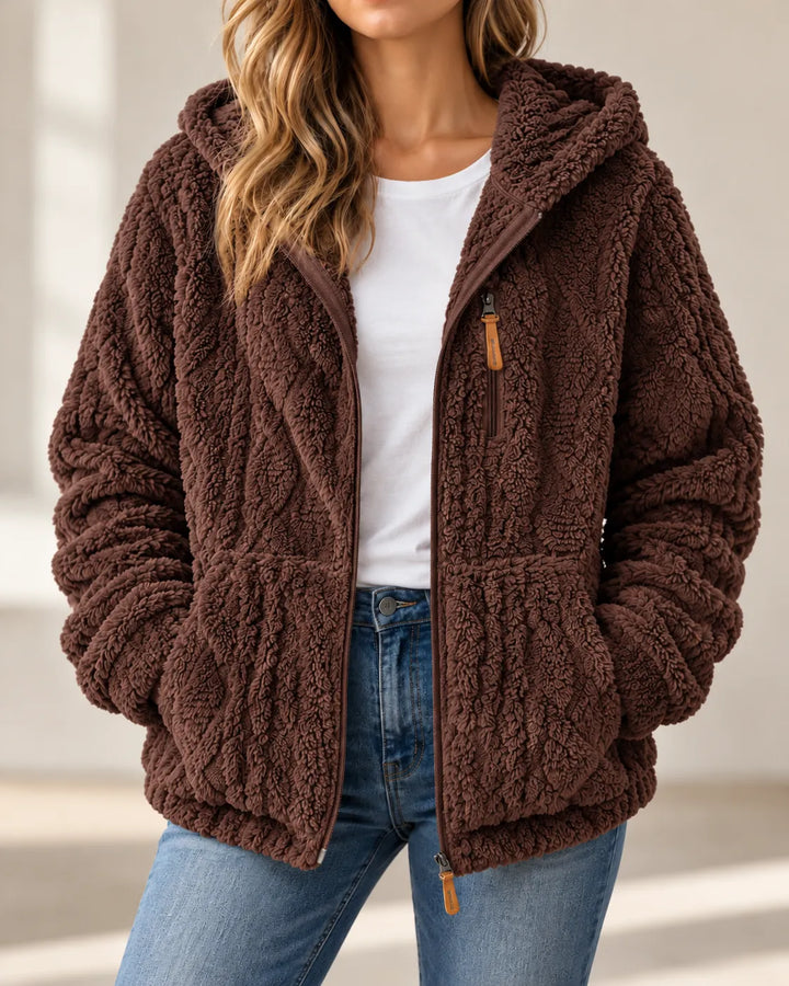 Eliza | Textured Hooded Zip-Up Jacket