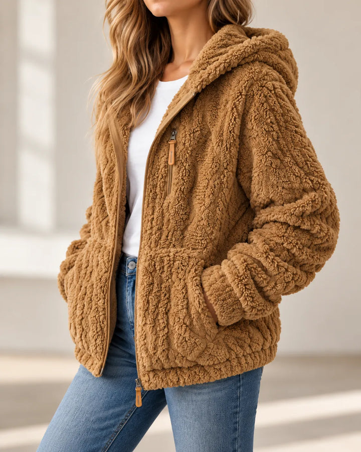 Eliza | Textured Hooded Zip-Up Jacket