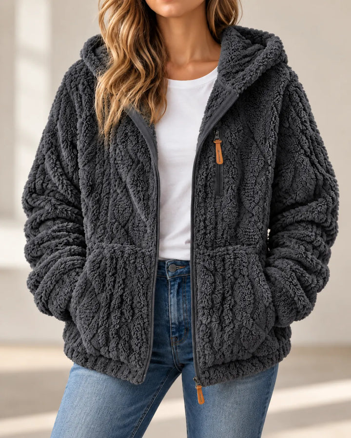 Eliza | Textured Hooded Zip-Up Jacket