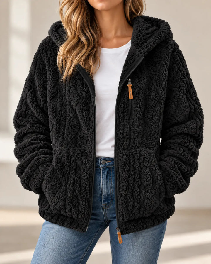 Eliza | Textured Hooded Zip-Up Jacket