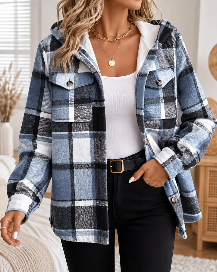 Flora | Cosy Checked Hooded Shacket