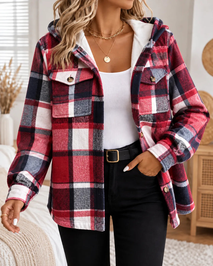 Flora | Cosy Checked Hooded Shacket