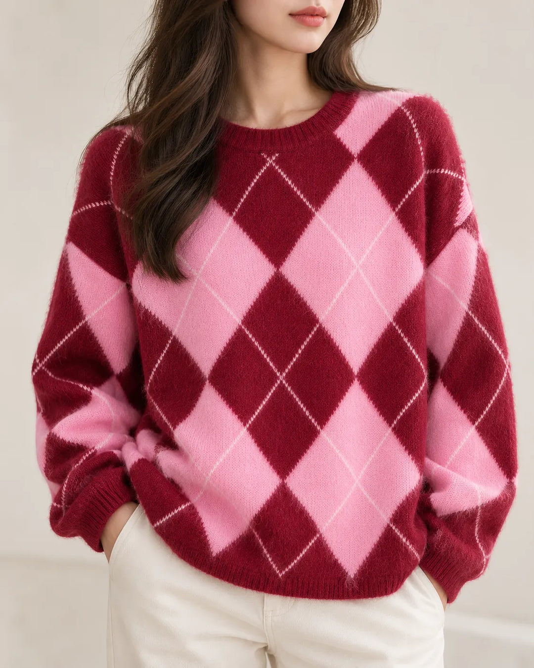 Maribel | Argyle Crewneck Sweater