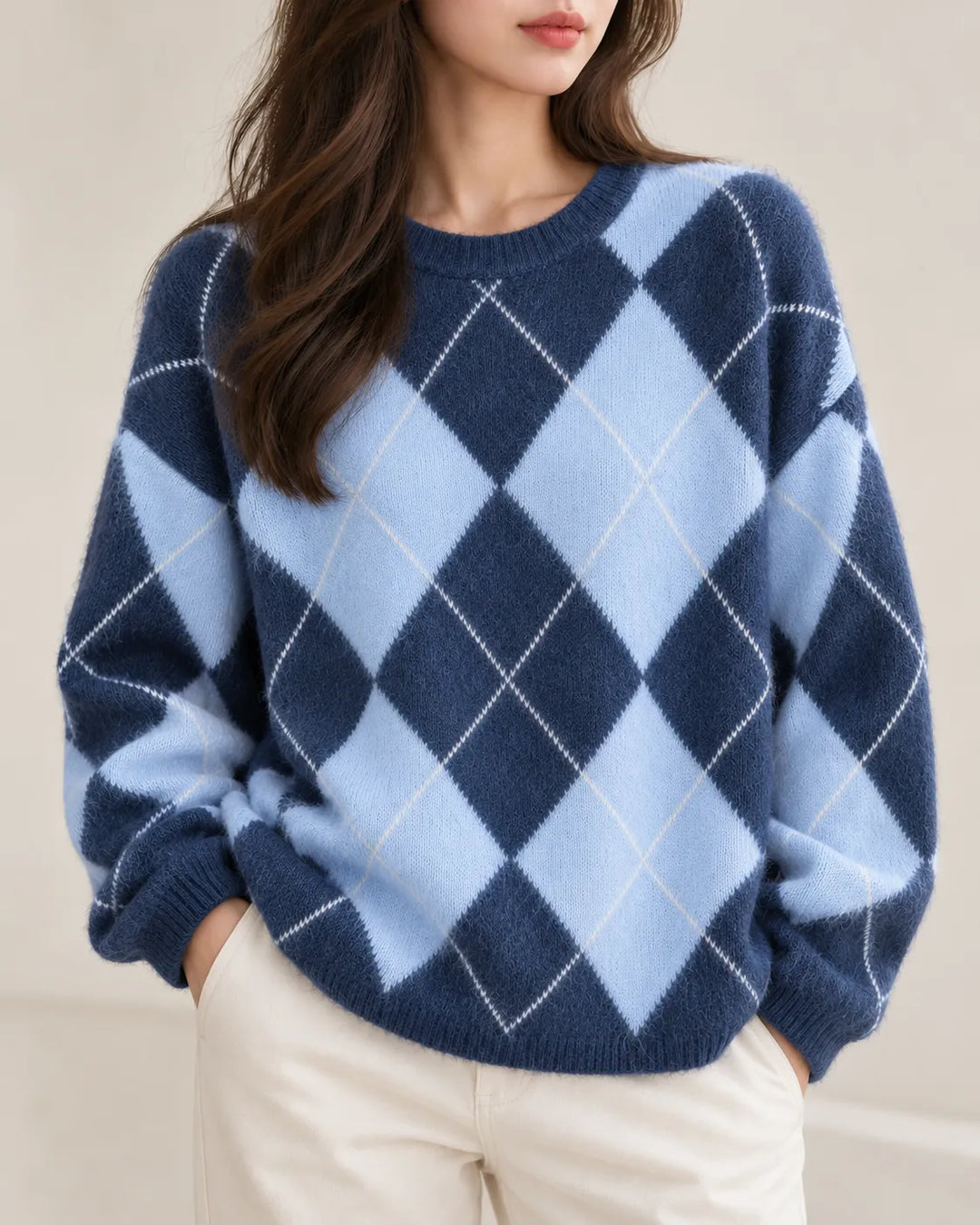 Maribel | Argyle Crewneck Sweater