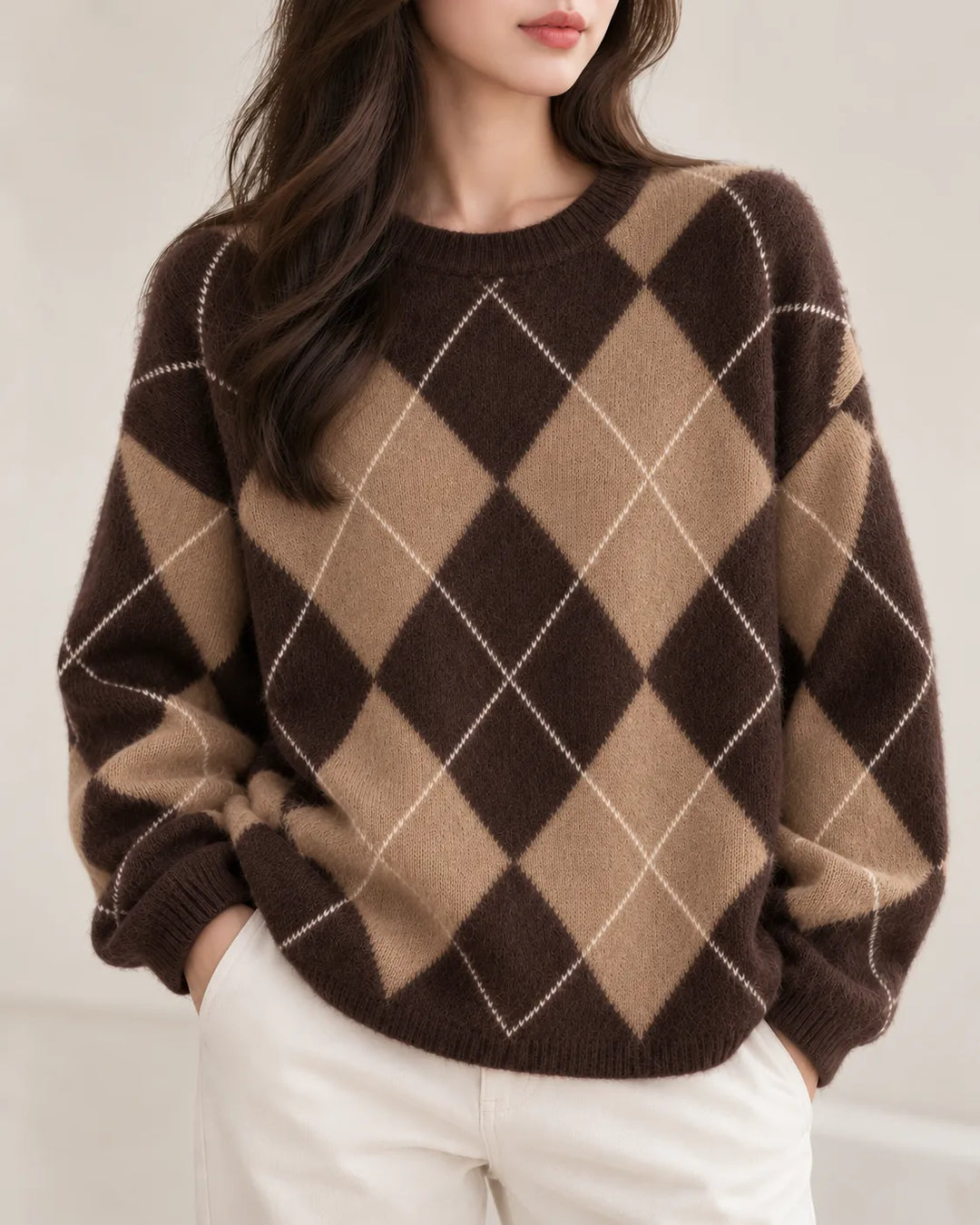 Maribel | Argyle Crewneck Sweater
