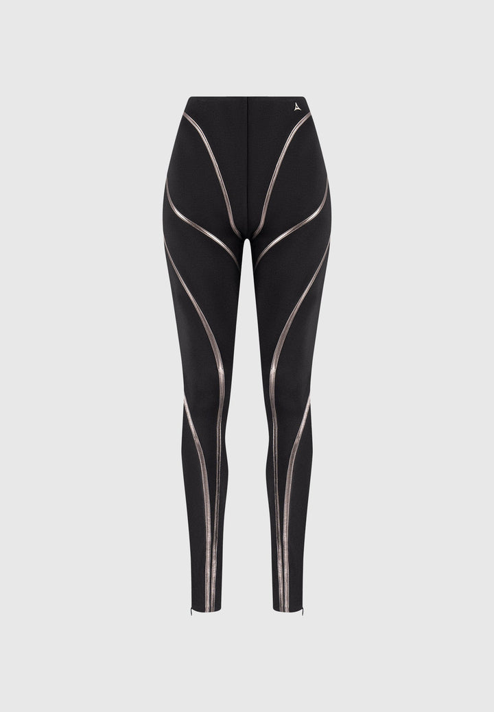 Chrome Piped Contour Leggings - Black
