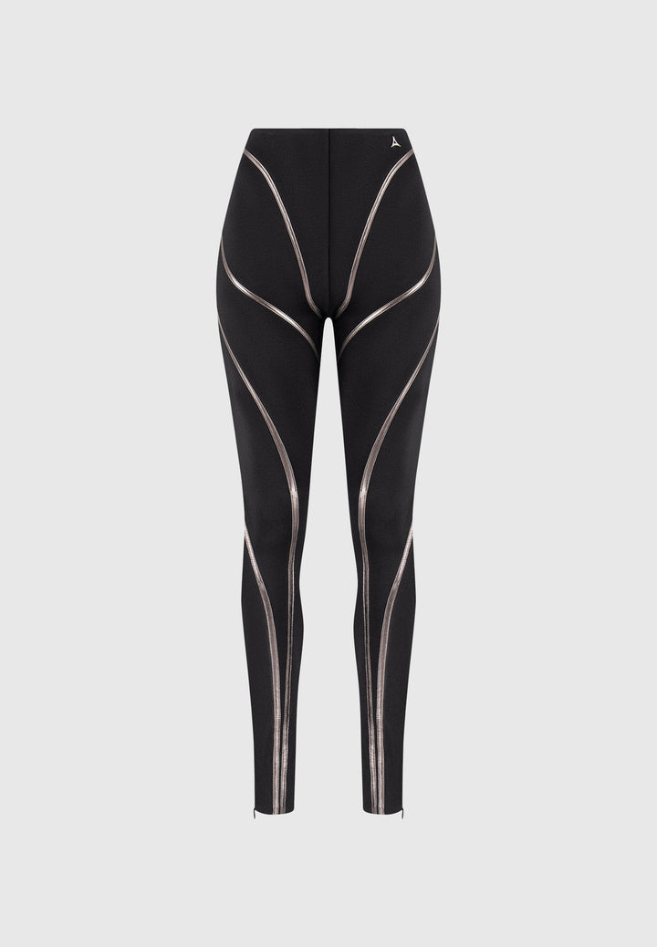 Chrome Piped Contour Leggings - Black