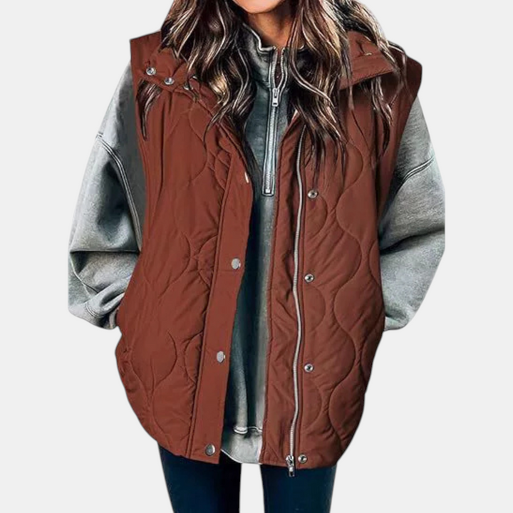 Abby | Quilted Puffer Vest (zip-up, snap button)