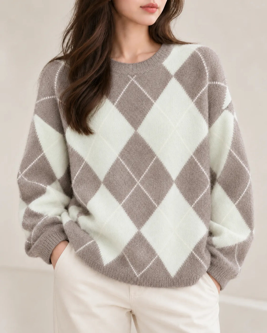 Maribel | Argyle Crewneck Sweater