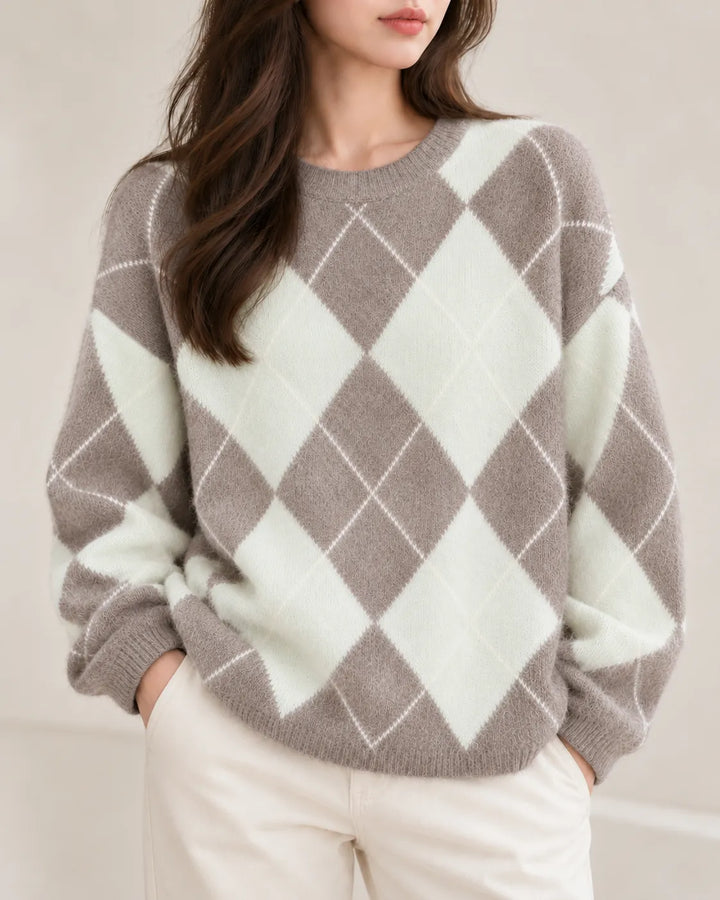 Maribel | Argyle Crewneck Sweater