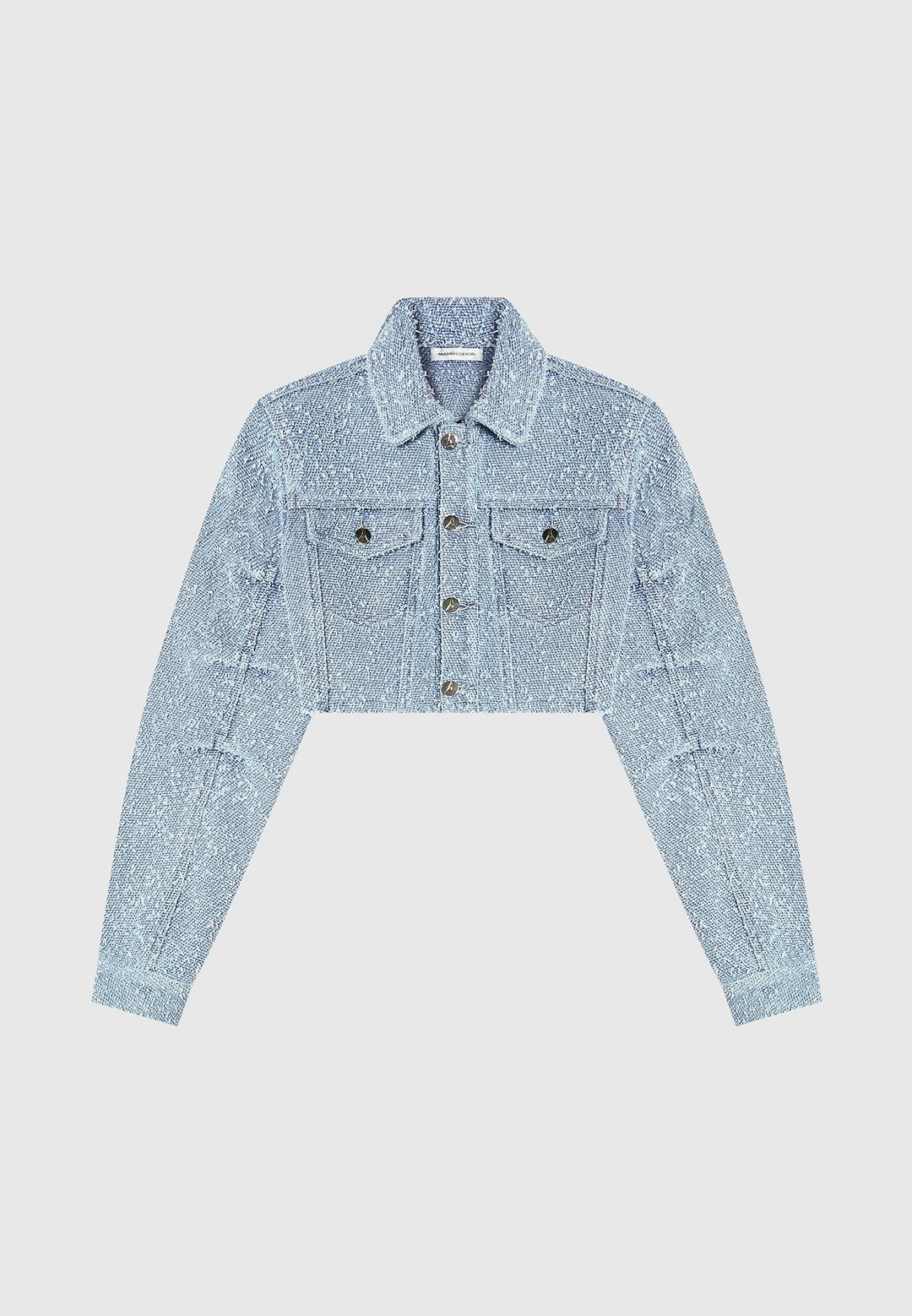 Catherine - Cropped Boucle Denim Jacket - Mid Blue