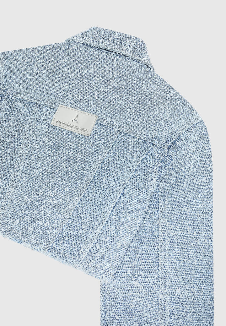 Catherine - Cropped Boucle Denim Jacket - Mid Blue