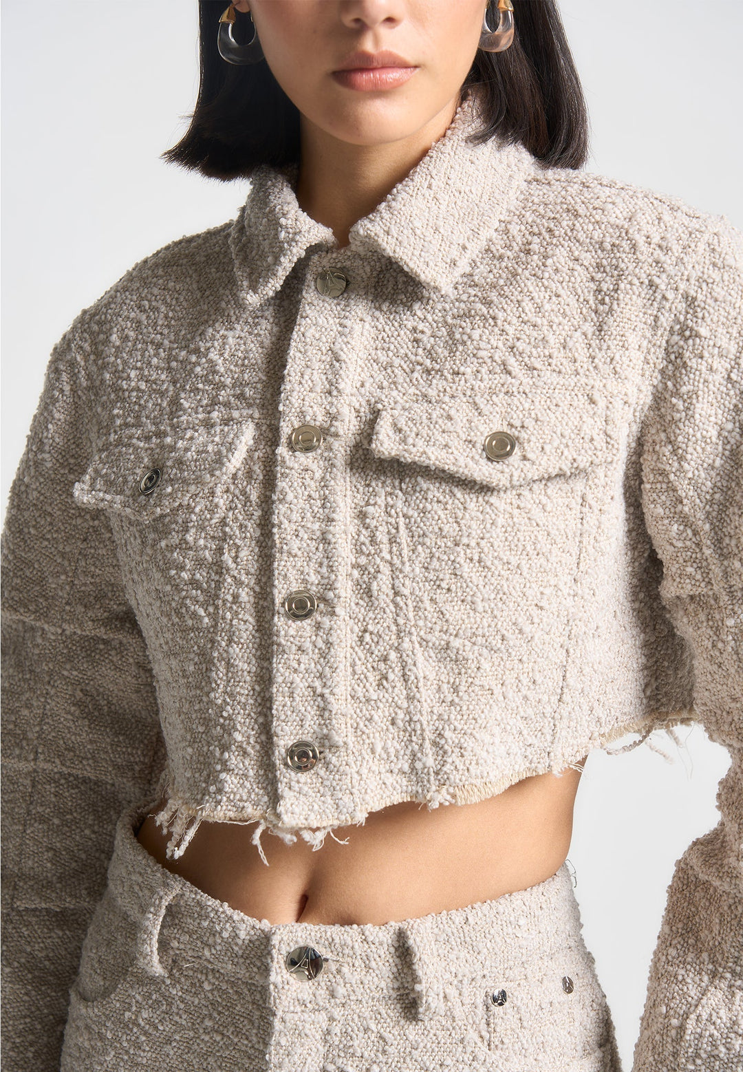 Catherine - Cropped Boucle Jacket - Beige