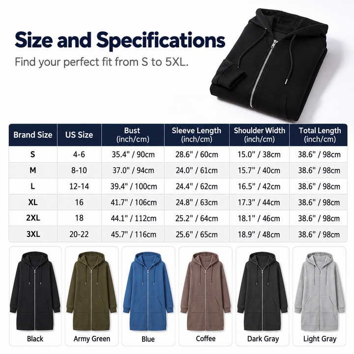 Kia | Mid-Length Hooded Zip-Up Sweatshirt Cardigan with Pockets