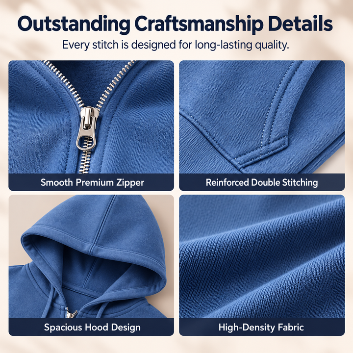 Kia | Mid-Length Hooded Zip-Up Sweatshirt Cardigan with Pockets