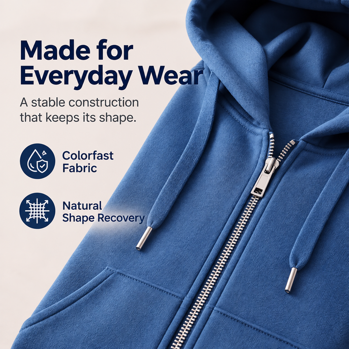Kia | Mid-Length Hooded Zip-Up Sweatshirt Cardigan with Pockets