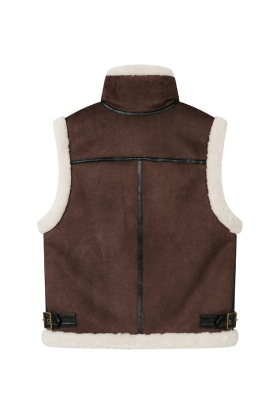 Camilla Shearling Vest Jacket - Chocolate