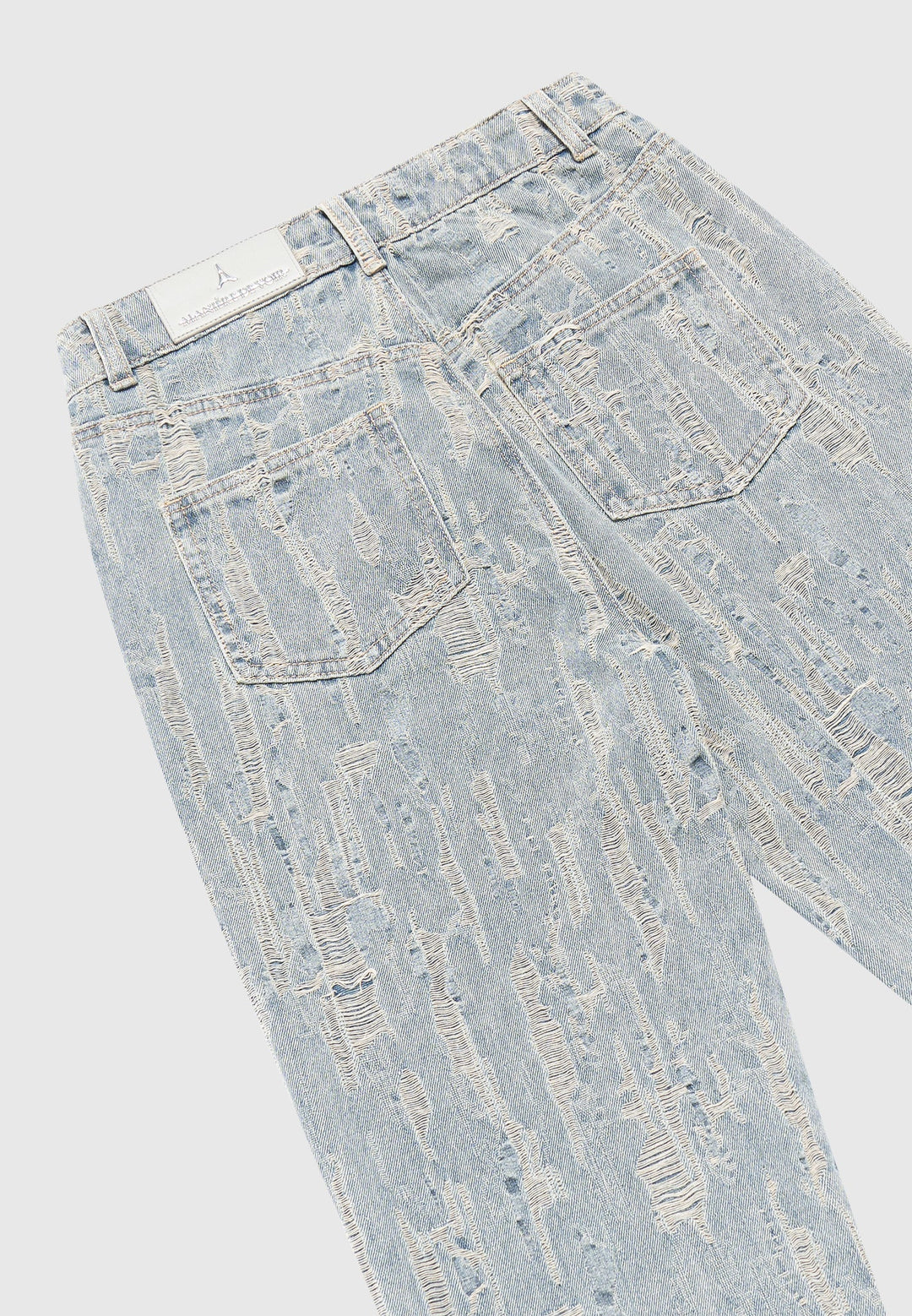 Florence - Distressed High Rise Straight Leg Jeans - Mid Blue