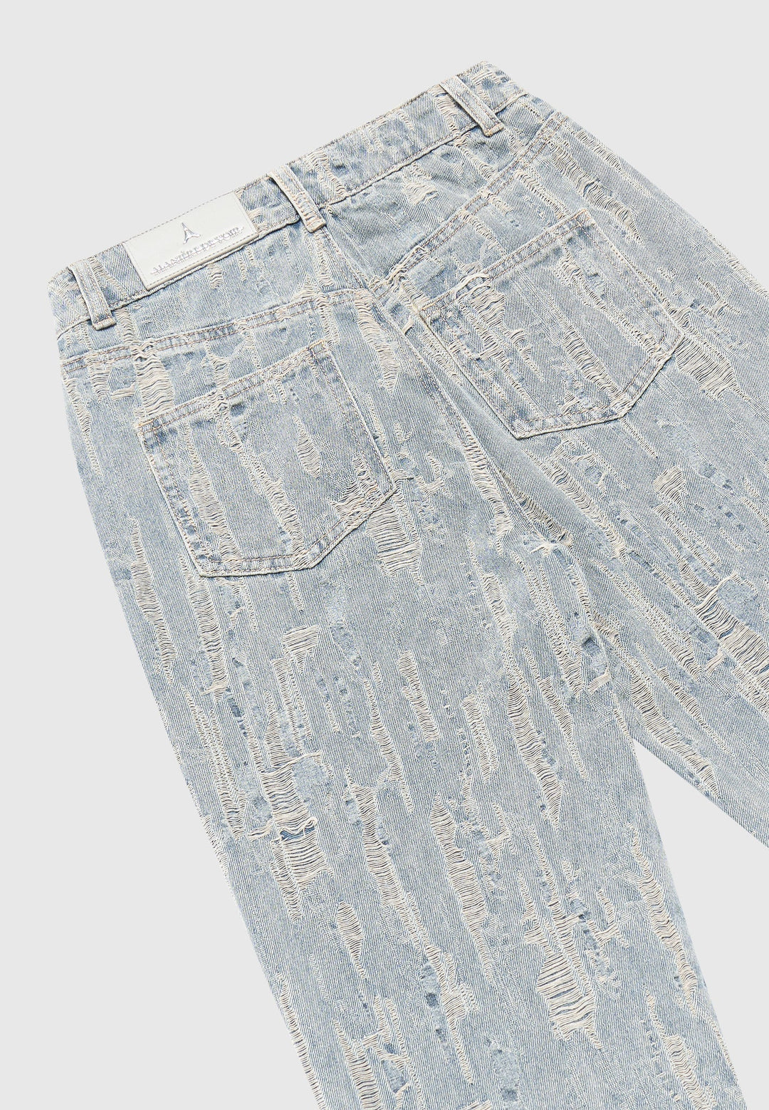 Florence - Distressed High Rise Straight Leg Jeans - Mid Blue
