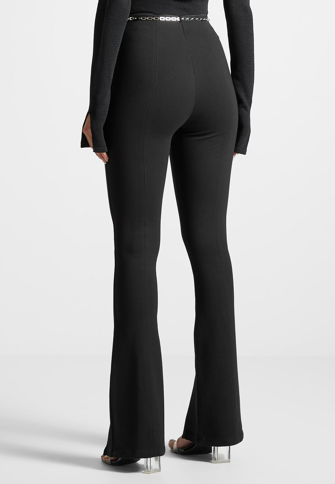 Fit and Flare Leggings with Chain - Black