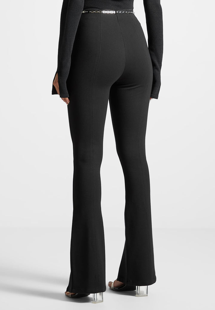 Fit and Flare Leggings with Chain - Black