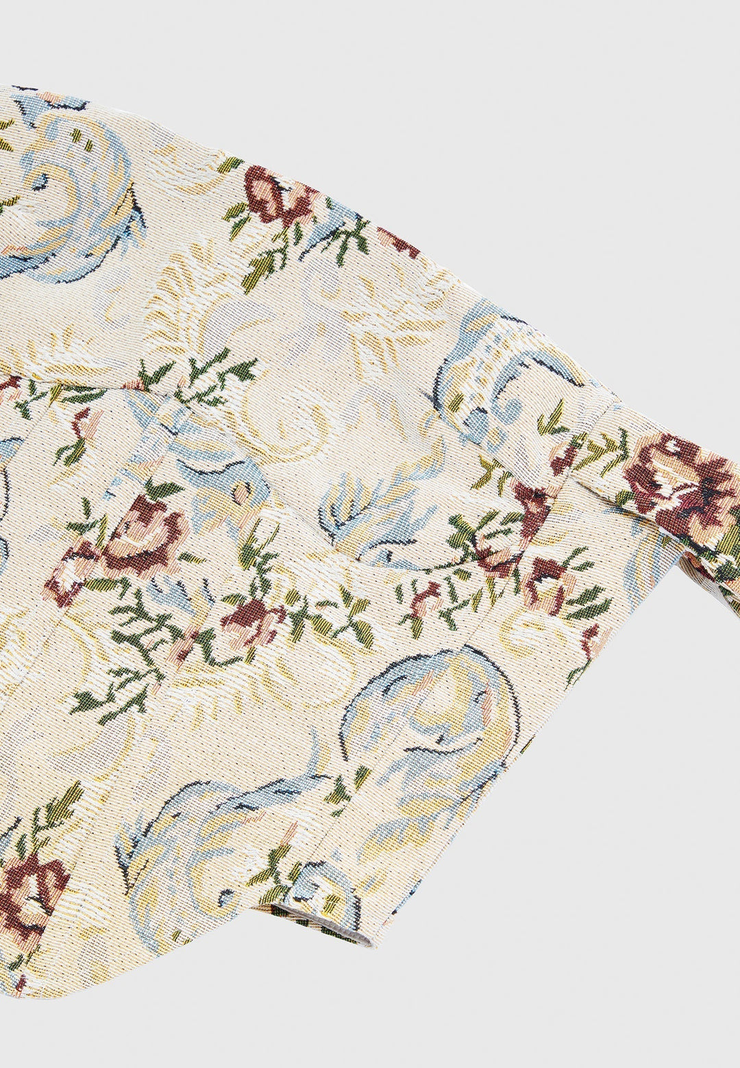 Bonnie - Floral Jacquard Bardot Corset Top - Beige