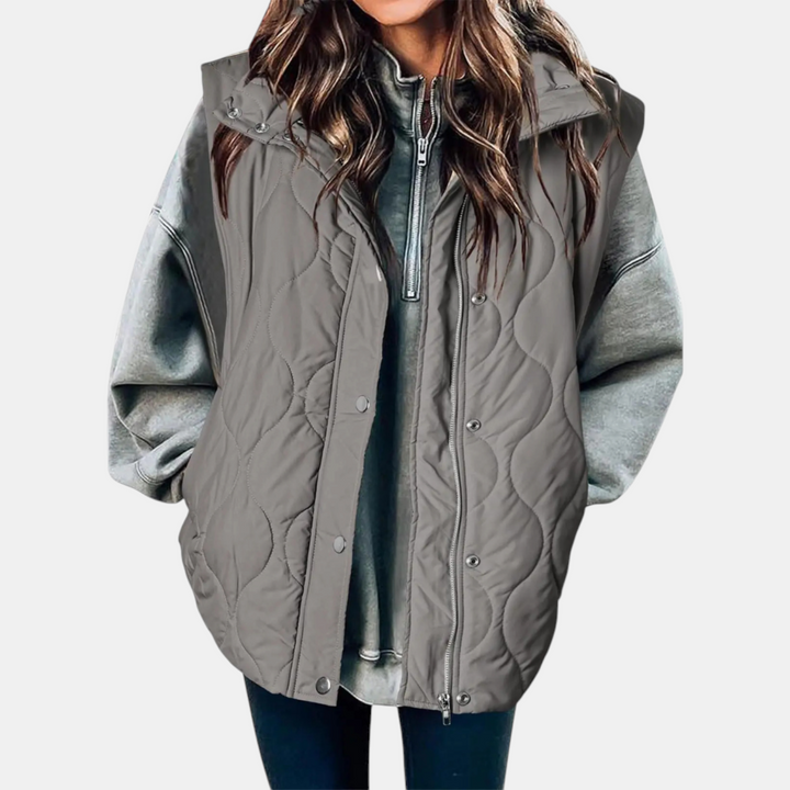 Abby | Quilted Puffer Vest (zip-up, snap button)