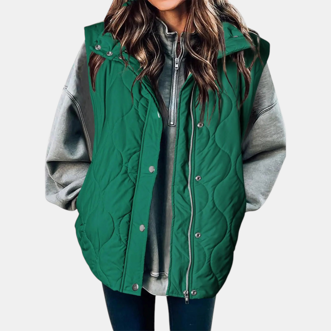 Abby | Quilted Puffer Vest (zip-up, snap button)