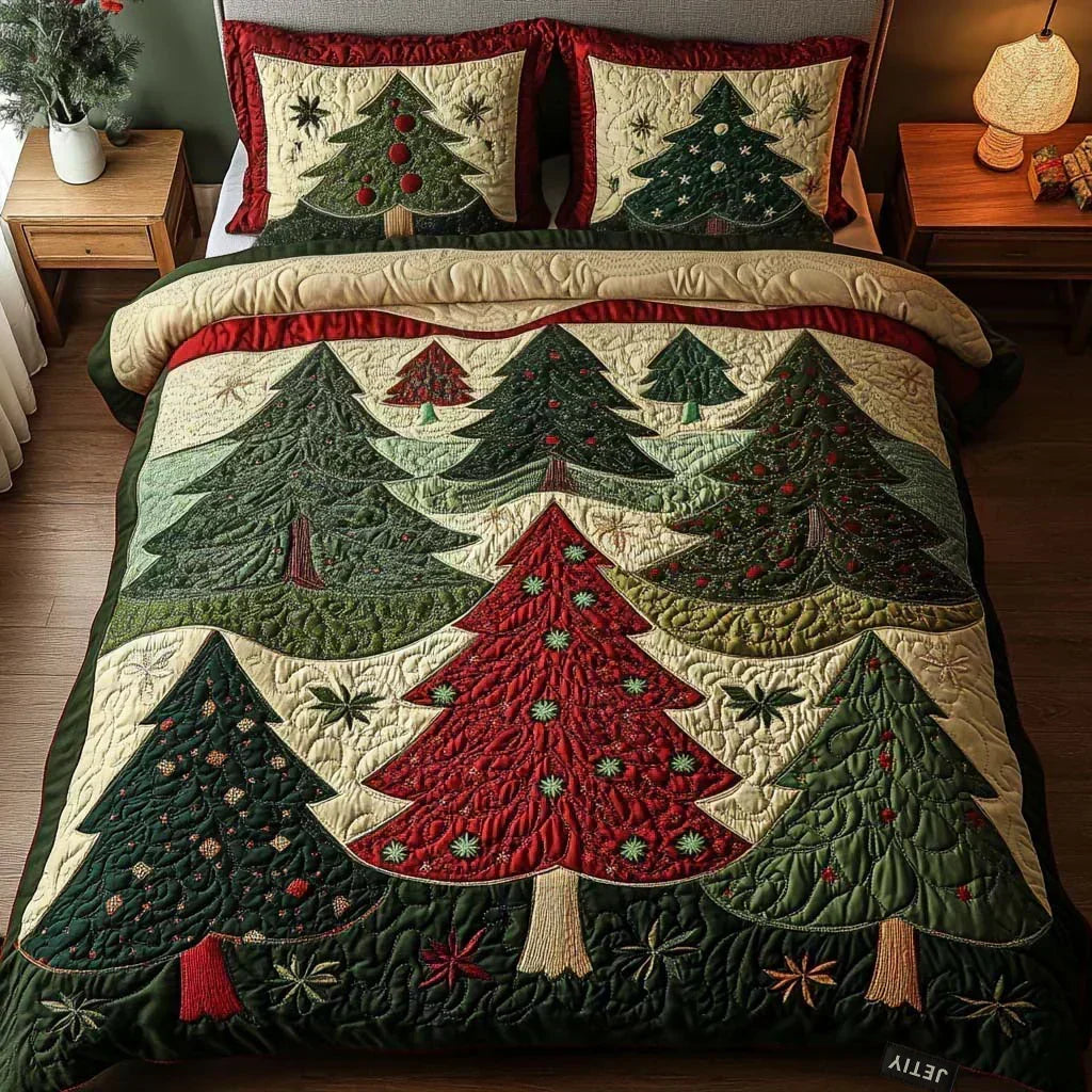 3-Piece Quilted Bedding Set – Forest of Joy