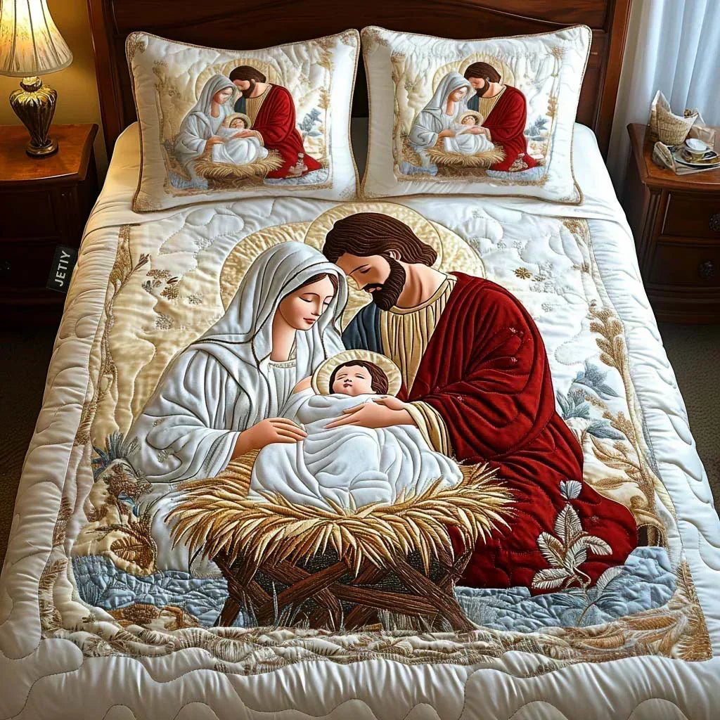 3-Piece Quilted Bedding Set – Santa&