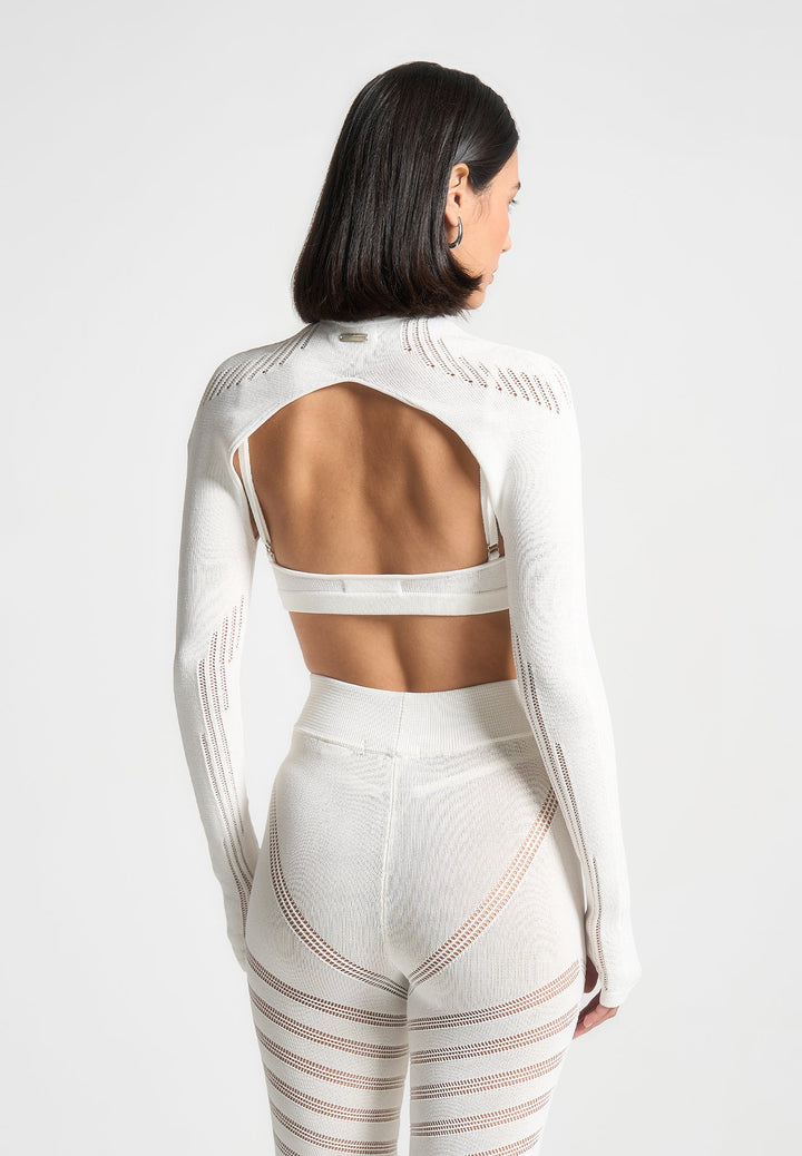 Knitted Sleeve Overlay with Bralette - White