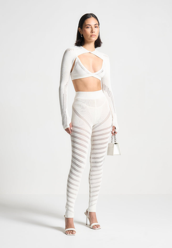 Knitted Sleeve Overlay with Bralette - White