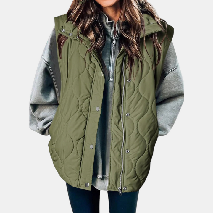 Abby | Quilted Puffer Vest (zip-up, snap button)