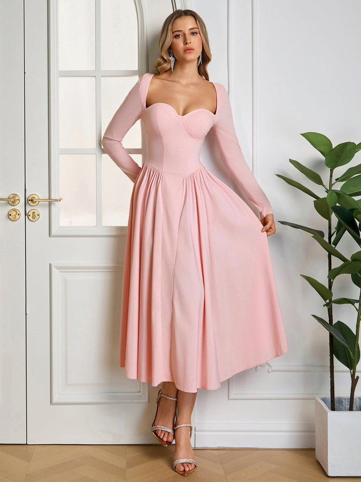 Long Sleeve Tie Back A-Line Dress