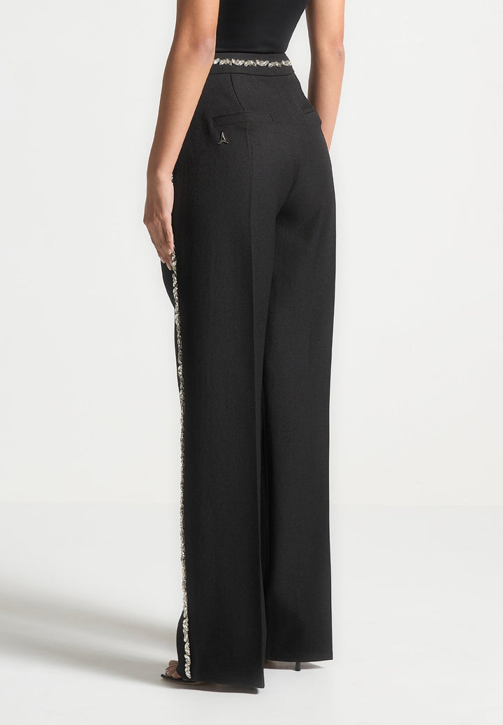 Patricia - Embellished Tailored Trousers - Black