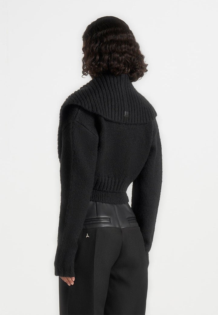 Emya - 2-in-1 Knit Shrug With Twisted Bandeau Top - Black