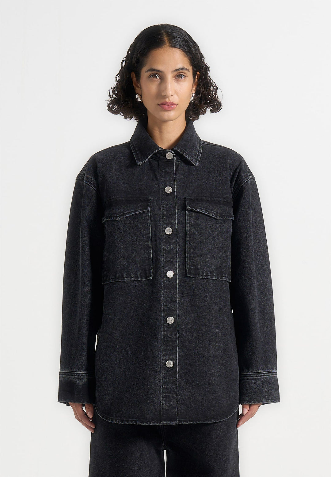 Joy - Denim Oversized Shirt - Washed Black