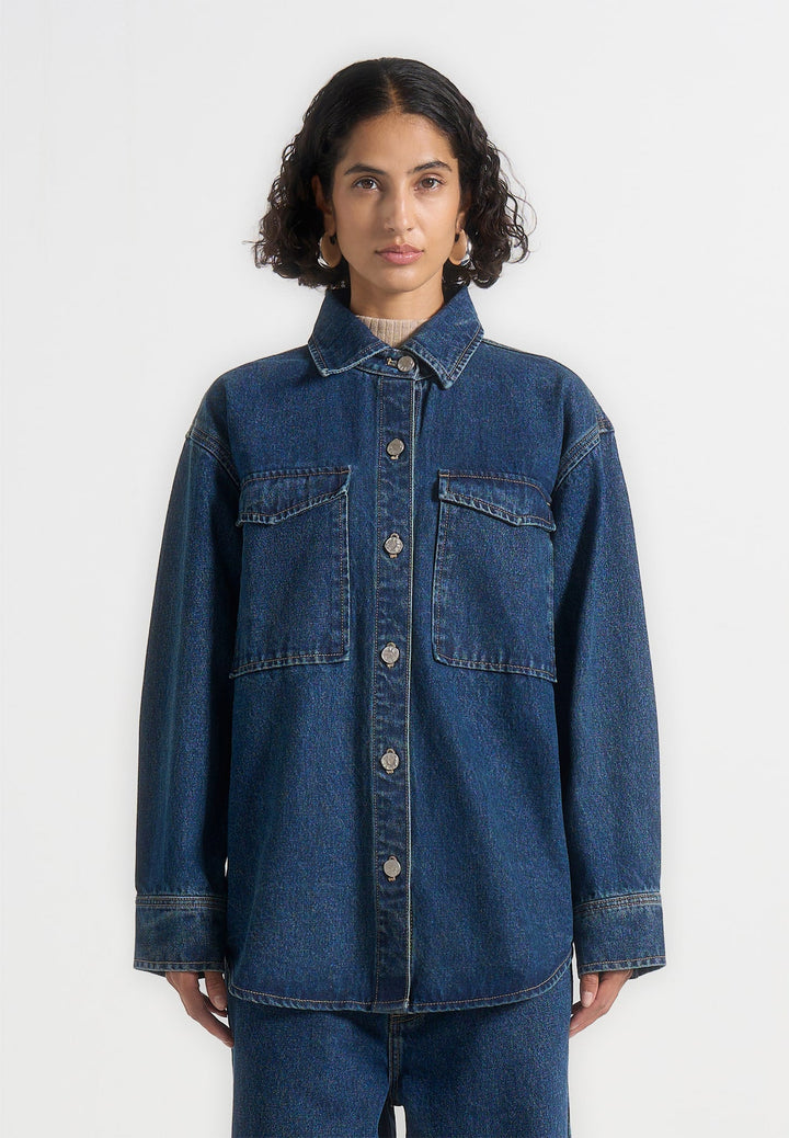 Joy - Denim Oversized Shirt - Indigo