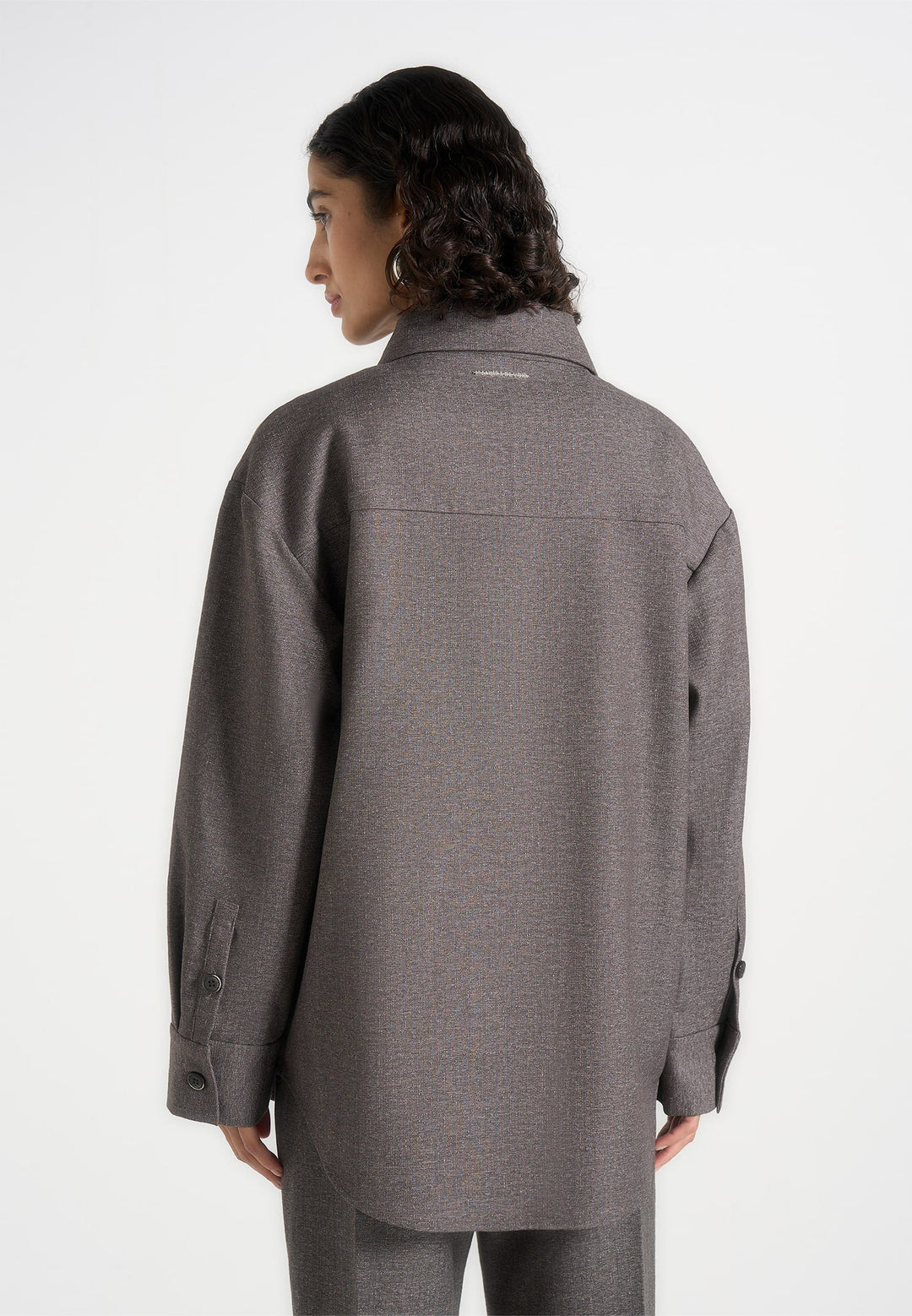 Joy - Tailored Oversized Shirt - Grey Marl