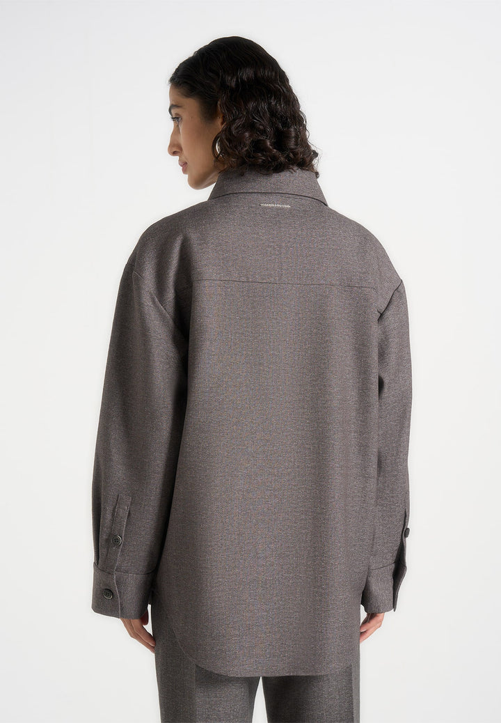 Joy - Tailored Oversized Shirt - Grey Marl