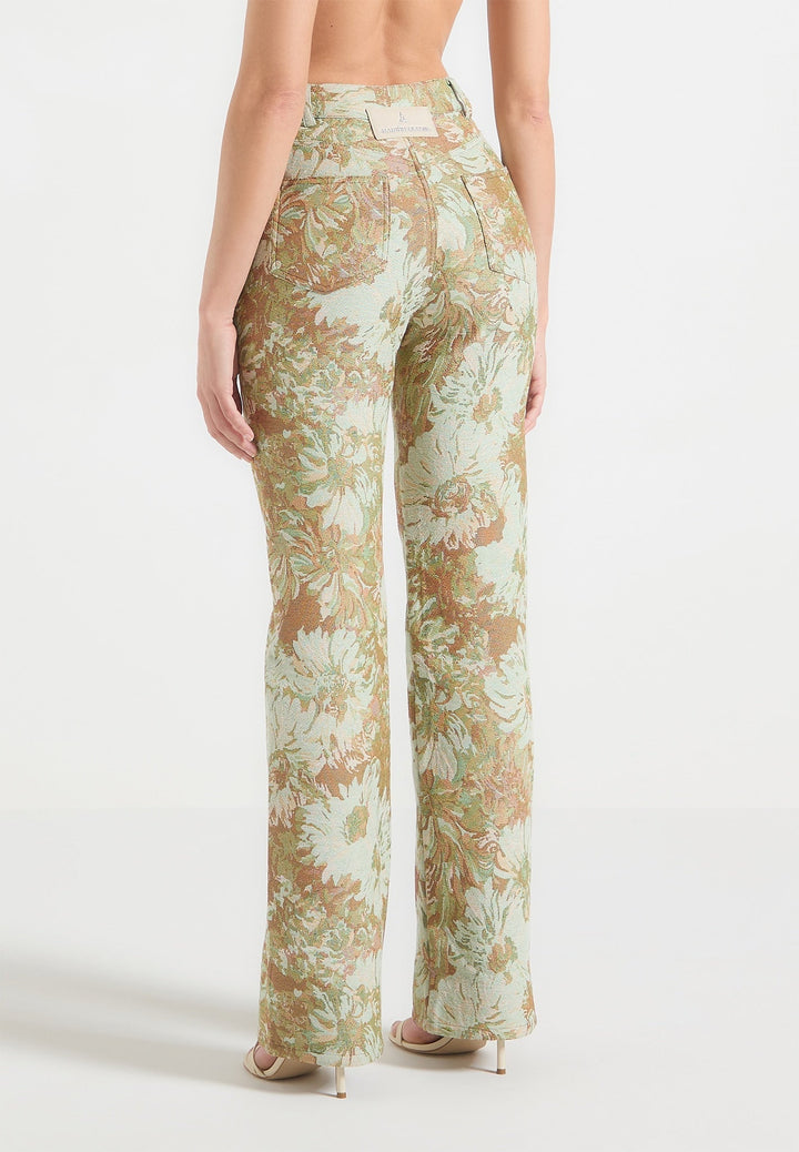 Florence - Jacquard High Rise Straight Leg Jeans - Sage