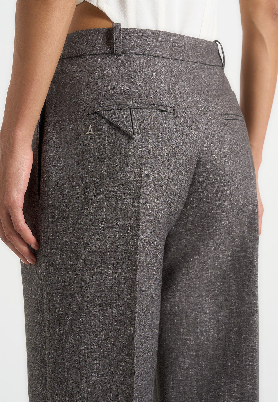 Julie - Speckled Tailored Twin Pleat Trousers - Grey Speckle