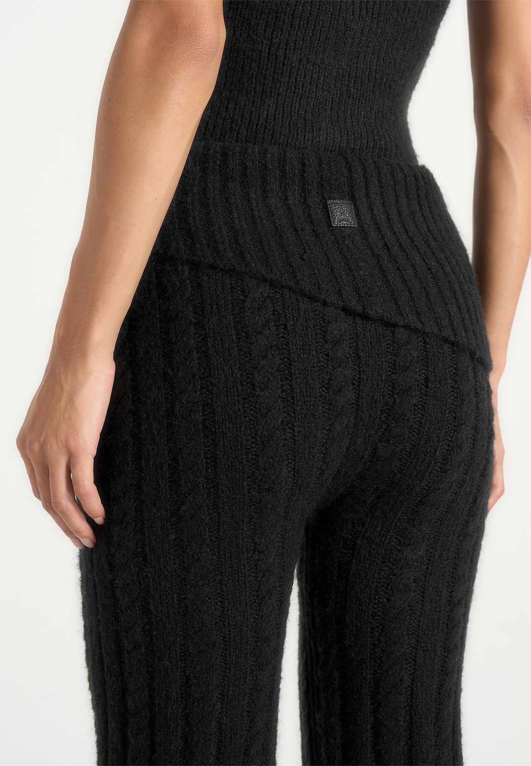 Elvy - Cable Knit Foldover Fit &amp; Flare Bottoms - Black