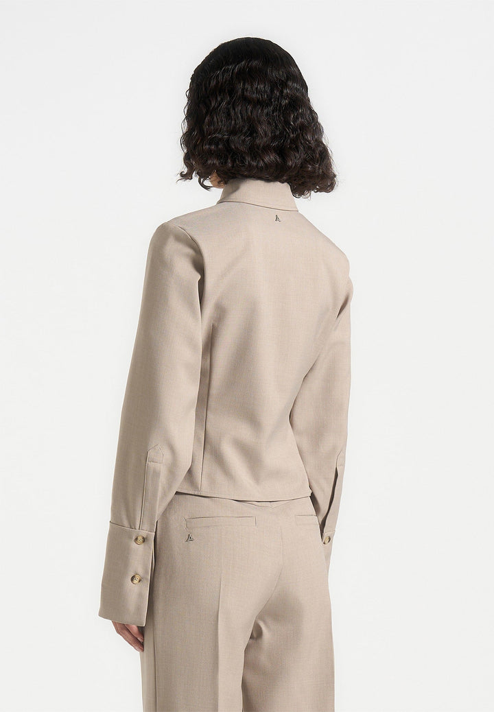Sonia - Tailored Angled Shirt - Taupe