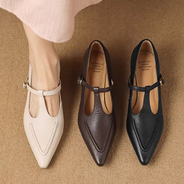 Eliza | Pointed T-Strap Heels