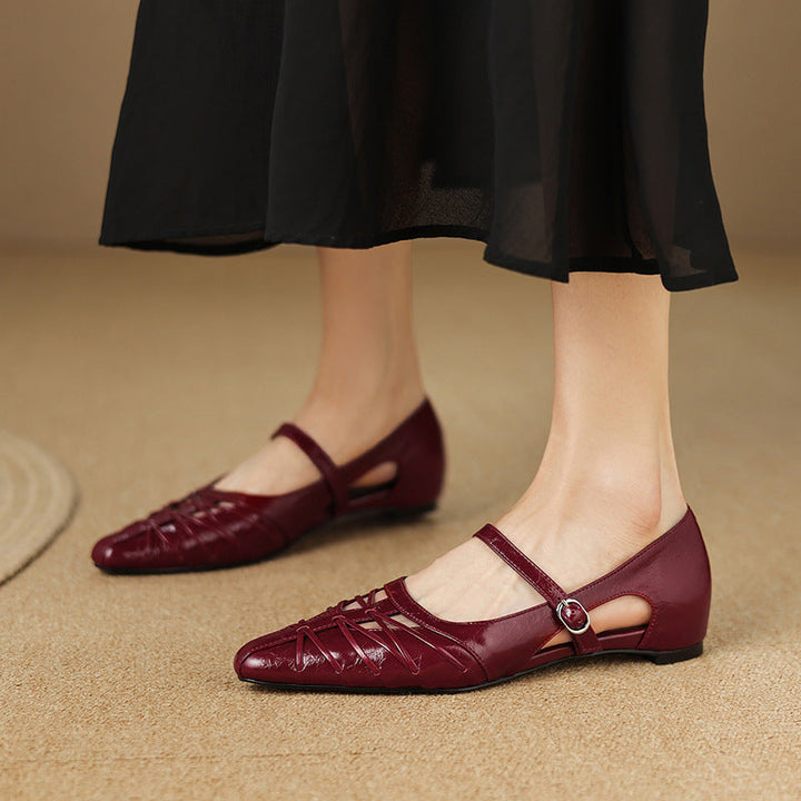 Margery | Pointed Strap Mary Jane Flats