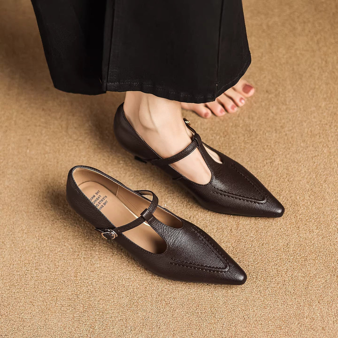 Eliza | Pointed T-Strap Heels